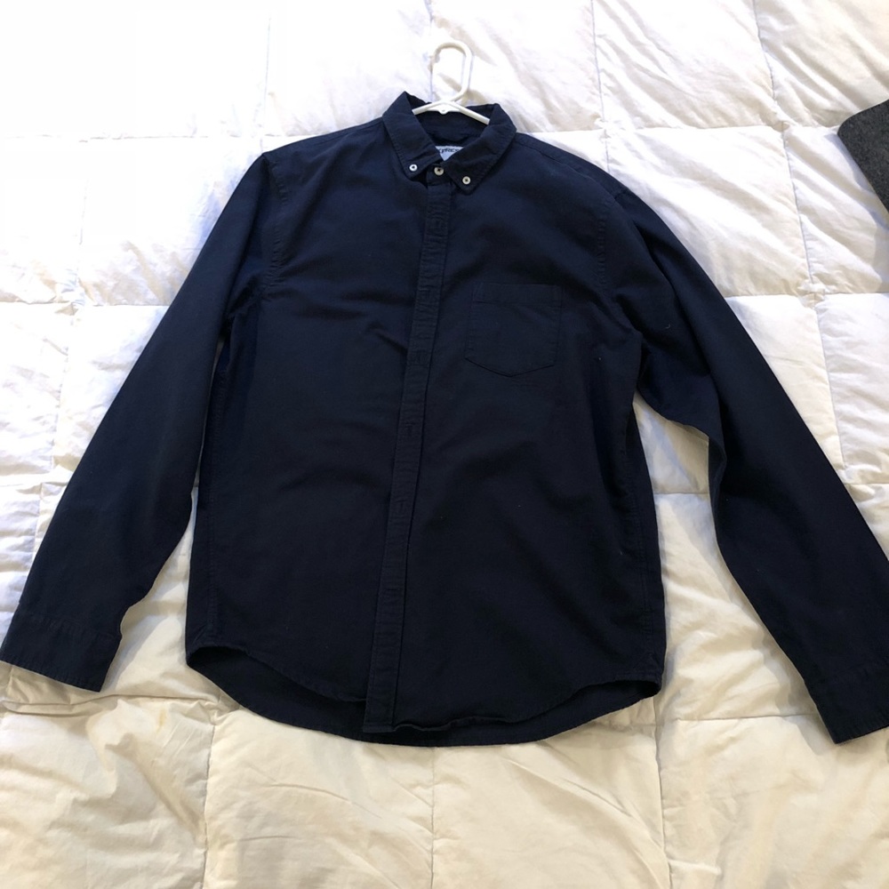 Express dress shirt navy blue Large Slim
